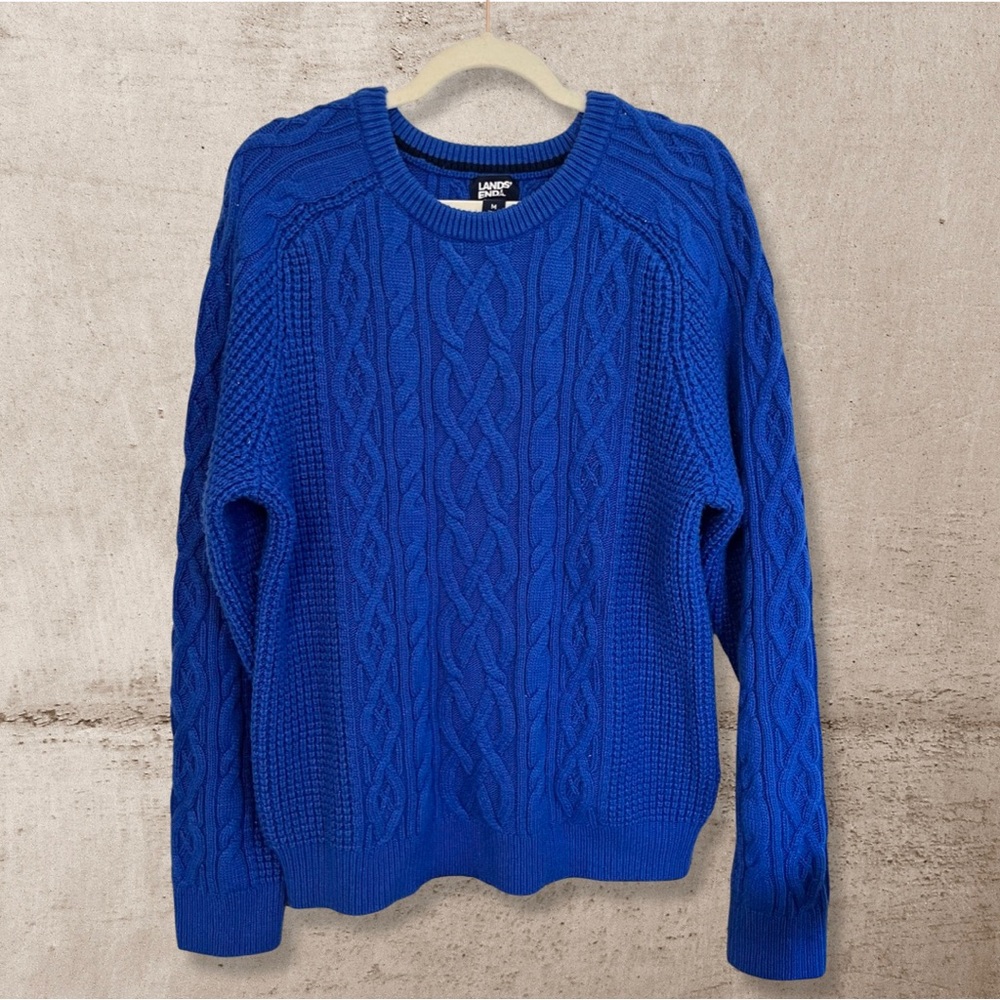 Land’s End Blue Fisherman Cable Knit Sweater